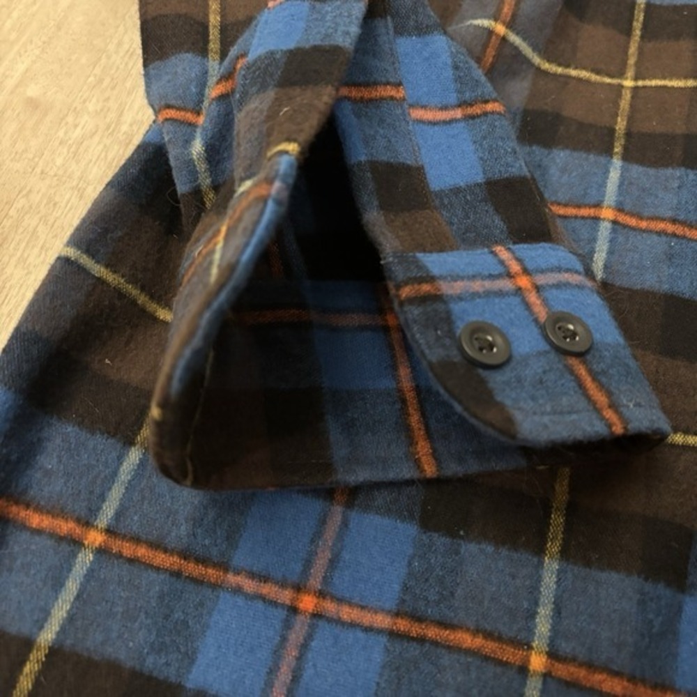 Vtg‎ LL Bean Flannel Shirt Mens L Blue Scotch Plaid Button Down Hiking Outdoor - Picture 7 of 11